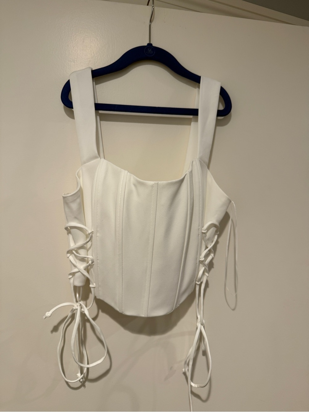 NWT Papermoon White Lace-Up Corset Tank Top